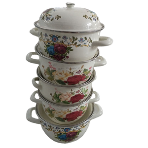 Original Brand New ESSAR ENAMEL WARE Heavy Cast Iron Stew <b>Pot</b> Set Durable Metal Material Soup & Stock <b>Pots</b> - Product Image 4