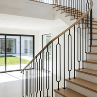 Barre de balcon en métal noir creux de haute qualité au design moderne, balustrade d'escalier en fer forgé pour villa et appartement