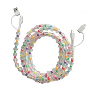 Cargadores de Teléfono con Cuentas Listos para Enviar, 4 en 1, Cables de Carga con Cuentas de Cristal Transparentes y Coloridas - Product Image 1