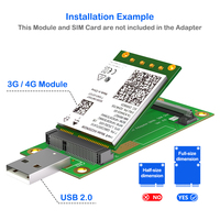 Adaptateur USB Mini PCIe avec emplacement pour carte SIM, module 3G/4G compatible avec les cartes SIM standard/micro/nano, extension sans fil pour ordinateur portable/ordinateur de bureau, 480 Mbps