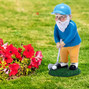 Estatua de Gnomo de golf de resina pintada a mano, Mini escultura de enano de jardín, estatuilla, artesanías de resina, juego de golf, gnomo en miniatura - Product Image 3
