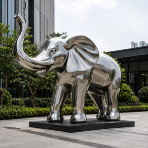 Sculpture d'éléphant creuse en résine d'acier inoxydable, ornements <span class=keywords><strong>de</strong></span> jardin, statues d'animaux, artisanat <span class=keywords><strong>pour</strong></span> fêtes à thème, Noël - Product Image 1
