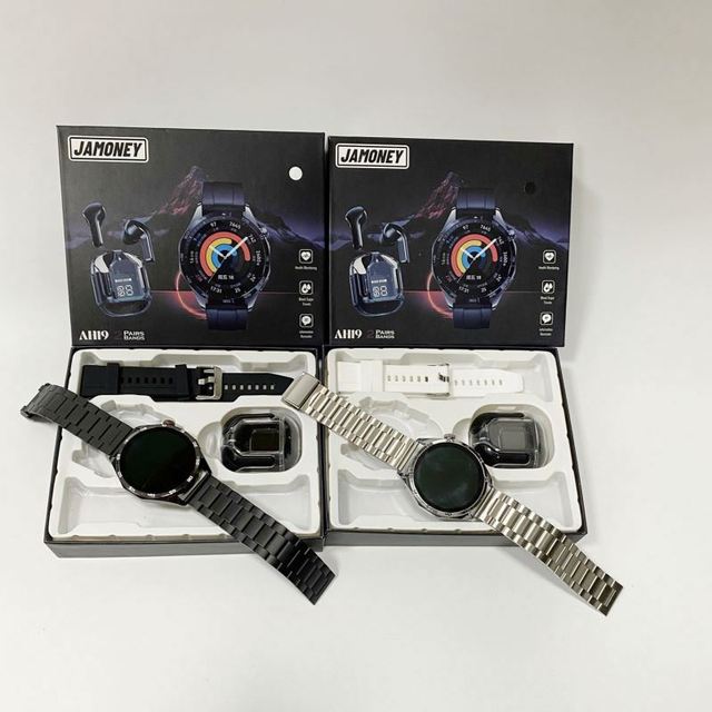 New AH19 Fitness Smart Watch Touch Screen Heart Rate Blood Pressure Watch with Earbuds for Men