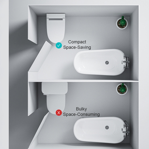 WC intelligent sans électricité avec chasse <span class=keywords><strong>d</strong></span>'eau à capteur au pied, double lavage, évacuation en S, fixation au sol, réservoir encastré - Product Image 6
