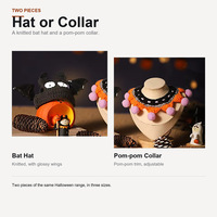 Vêtements pour chat Halloween : Costume de chat Ragdoll réglable à motif de dessin animé, accessoire drôle avec écharpe de cou, chapeau, bavoir pour chien, collier mignon