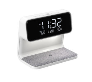 Charge sans fil avec réveil numérique LED 3 réglages de vitesse Veilleuse 10W <span class=keywords><strong>Lampe</strong></span> de chevet tactile Luminosité réglable Chambre à coucher - Product Image 1