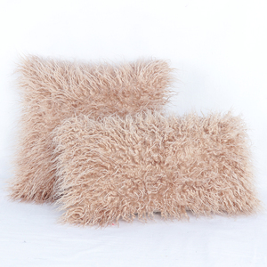 Long Hair Faux Fur Throw Pillow <strong>Cover</strong> Soft <strong>Fluffy</strong> Mongolian Lamb Wool Cushion <strong>Cover</strong> for Home Sofa <strong>Bed</strong> Decoration - Product Image 5
