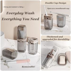 Toothbrush Holder Travel <b>Storage</b> Container with Transparent Case for Toothpaste and Mouthwash Cup Portable Bathroom Tools - Product Image 3