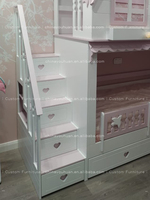 Lit cabane pour enfants, lit en forme de maison, lit thème château de princesse, lit superposé avec rangement pour chambre de filles, personnalisable