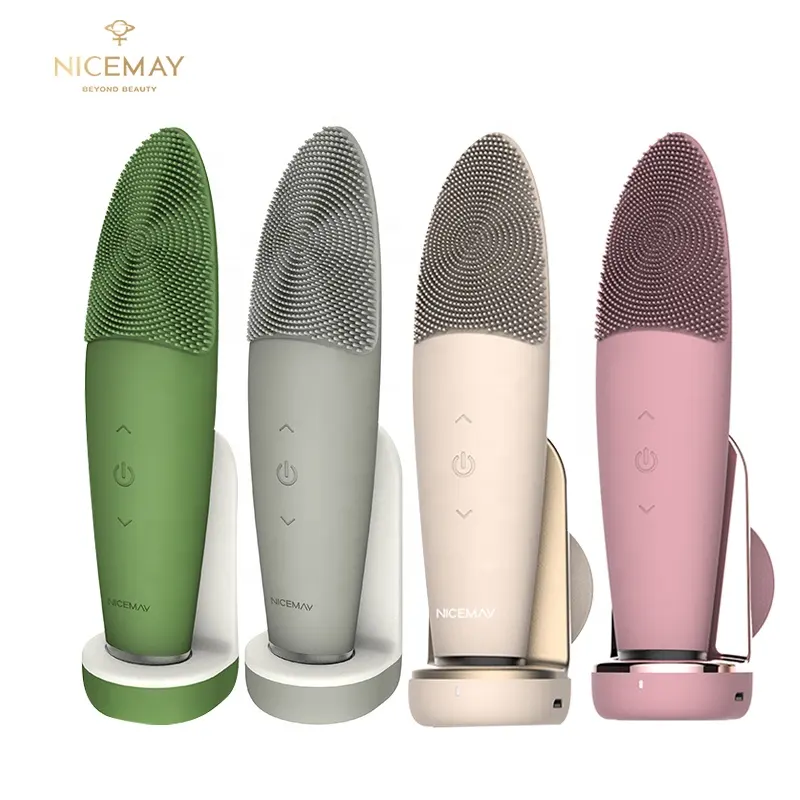 Nicemay Custom LOGO Waterproof Silico Face Eye Massager Facial Deep Cleansing Brush Electric Mini Silicone Face Cleaning Brush