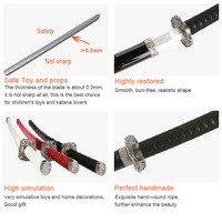 Ensemble de 3 pièces personnalisable OEM, katana en bois décoratif avec motif de dragon, épée en bois jouet, épée de samouraï pour la vente en gros