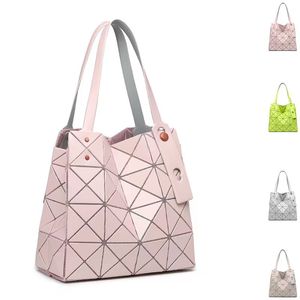 Hot Sale Frosted Illusion Geometric Diamond Tote Bag Zipper Closure Versatile Large-Capacity Single-Shoulder Handbag Two Handles - Product Image 1