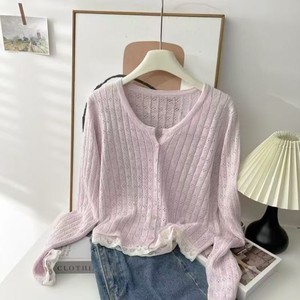 قميص نسائي جديد للصيف بأكمام طويلة من الدانتيل المجوف الرقيق والأنيق - Product Image 4