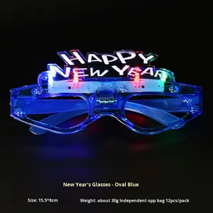 New Year's Eve Children's and Kid's <b>Plastic</b> Glowing LED Happy New Year <b>Glasses</b> for Indoor and Outdoor New Year's Party Props - Product Image 6