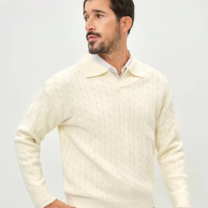 Vintage <strong>Cable</strong> <strong>Knit</strong> <strong>Men's</strong> Sweater Custom Embroidered Logo Pullover Retro Preppy Style <strong>Men's</strong> Knitwear OEM High Quality <strong>Jumper</strong> - Product Image 2