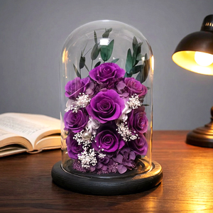 UKIQUEEN Rosa Vera Conservata Sotto Cupola di Vetro, Confezione <span class=keywords><strong>Regalo</strong></span> Rosa Eterna <span class=keywords><strong>per</strong></span> <span class=keywords><strong>Lei</strong></span> - Product Image 2