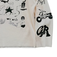 T-shirt thermique à manches longues pour homme en maille gaufrée, col rond oversize, imprimé graphique, en coton, style streetwear personnalisé