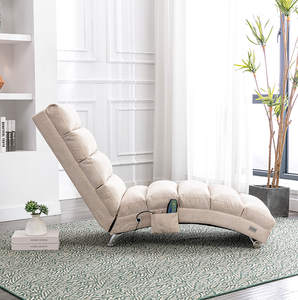 OE HOME Luxury <b>Upholstered</b> Chaise Lounge <b>Chair</b> Vibration Swivel for Relaxation Modern Fixed Back Fabric Leisure Living Room - Product Image 3