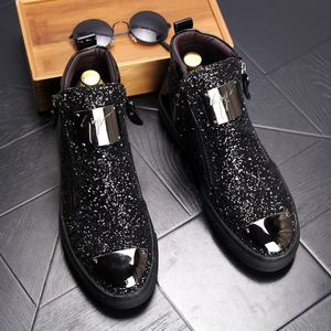 Botas nuevas y brillantes para hombre, zapatos de cuero para estilistas, botines para hombre, zapatos casuales de caña alta. - Product Image 3