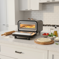 Four à convection électrique 12L en acier inoxydable, appareil à pizza de comptoir avec contrôle numérique du minuterie, fonction de maintien au chaud et pierre à pizza