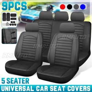 9PCS 5 Seater <b>Car</b> Full Set <b>Seats</b> <b>Cover</b> PU <b>Leather</b> Waterproof <b>Seat</b> Cushion <b>Cover</b> Front+Rear <b>Seat</b> <b>Covers</b> Protector Universal - Product Image 1