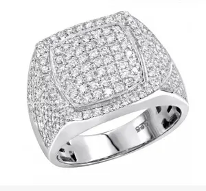 Оптовая продажа; В стиле «хип-хоп» со льдом из 18K 14K позолоченные S925 серебряные кольца ювелирные изделия Блестящий синтетический камень кольца