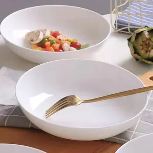 Pure White Bone China 8-inch Round Dinner Plate Restaurant Wedding Fruit Salad Ceramic Plate