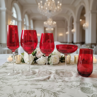 Verres à pied en cristal rouge coloré pour jus et cocktails Highball, 6.8 oz, 14.5 oz, 19.6 oz