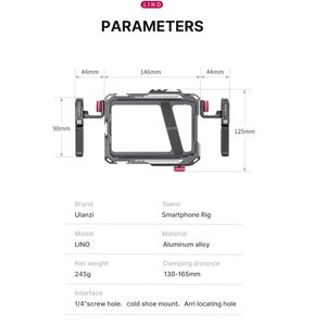 Ulanzi Lino Smartphone Cage, Estuche para Grabación de Videos con Móvil para <span class=keywords><strong>iPhone</strong></span> 16 15 14 <span class=keywords><strong>13</strong></span> 12 Samsung, Empuñadura, Soporte para Vlog, Estabilizador de Video - Product Image 6