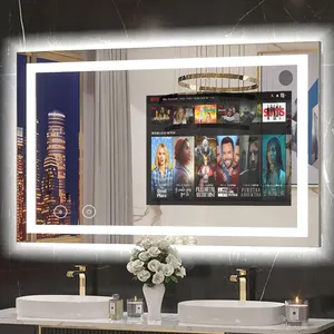 Led pintar cermin kamar mandi built-in tv vanity barber toko cermin tampilan cermin led