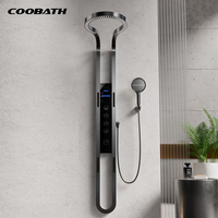 Colonne de douche murale intelligente en acier inoxydable 304, finition or brossé, avec jets cascade SPA pour massage de salle de bain