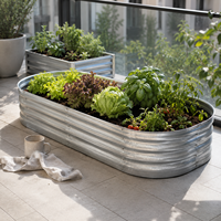 Kit de Jardinière Ovale Extérieure en Métal Ondulé en Alliage d'Aluminium Thermolaqué pour Légumes, Fleurs et Herbes – Vente en Gros