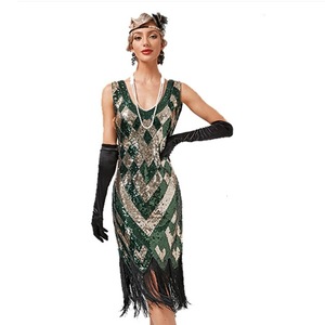Robe de soirée à sequins et franges pour <span class=keywords><strong>femme</strong></span>, style Charleston des années 20, tenue Gatsby vintage, pour spectacle de danse, multicolore, vente en gros - Product Image 5