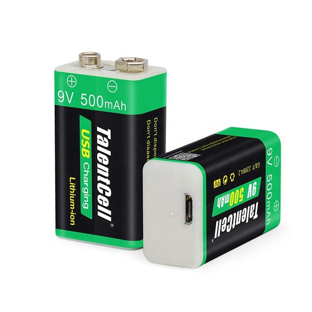 Rechargeable 9v Li Ion Battery with Micro USB Charging Port