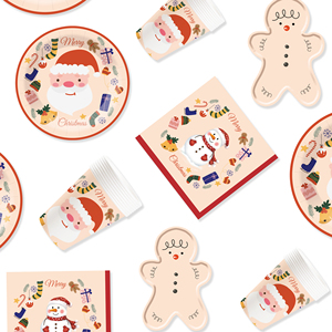 DAMAI Christmas Party Supplies Gingerbread Man Paper Plates Napkins Xmas Gnome Party Disposable Tableware Set Decorations - Product Image 2