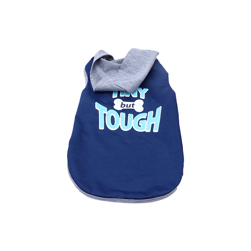 Удобная синяя полиэфирная футболка для собак с буквенным принтом, одежда для домашних животных с шапкой, жилет для собак
