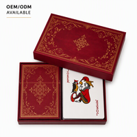 Boîte de cartes à jouer de luxe personnalisée en or rubis, double jeu, étanche, avec couvercle rigide, pour emballage cadeau familial