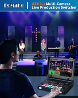 FoMaKo 4K HDMI Video Mixer Switcher Pantalla LCD FHD de 10,1 pulgadas, conmutador de 5 CANALES, entrada 4K 60 FPS, salida 1080p 60FPS, M5