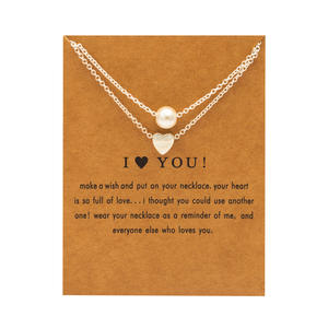 สร้อยคอจี้รูปหัวใจประดับมุกสีทองพร้อมการ์ดอวยพร ของขวัญนำโชคขายส่ง สำหรับคุณแม่และภรรยา - Product Image 4