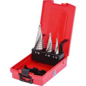 KS TOOLS HSS <b>Stepped</b> <b>drill</b> set, in plastic case 3 pcs - Product Image 1