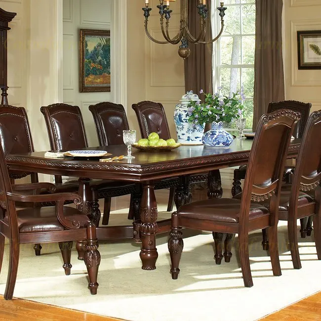 European Traditional design wooden dining room Furniture Rectangle dining table with 10 chairs