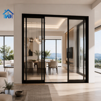 Portes coulissantes françaises modernes en verre trempé double vitrage sur mesure pour patio, design de porte coulissante en aluminium pour cuisine