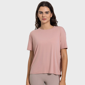 Camiseta Deportiva de Verano con Cordón Lateral para Mujer, Informal, Holgada, Transpirable, de Manga Corta - Product Image 4