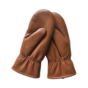 Cognac extérieur coupe-vent Super chaud véritable cisaillement fourrure d'agneau doublé vraie peau de <span class=keywords><strong>mouton</strong></span> <span class=keywords><strong>mitaine</strong></span> longue robe gants en cuir pour les femmes - Product Image 5