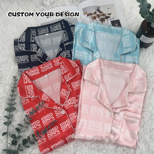 Ensembles de pyjamas pour femmes en soie à impression numérique personnalisée, vêtements de nuit en soie de glace satinée à manches longues ensembles de pyjamas pour demoiselle d'honneur - Product Image 4