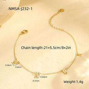 Hypoallergénique en acier inoxydable Alphabet cheville Love <span class=keywords><strong>Mama</strong></span> lettre femmes PVD plaqué or étanche bijoux caractéristiques Zircon principal - Product Image 6