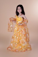 Lehenga Choli pour filles, orange tie-dye, avec dupatta, longueur au sol, robe de mariage indienne traditionnelle, polyester extensible, coupe ample