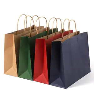 Fabrika kaynağı baskılı alışveriş hediye paketleme için kağıt ambalaj poşetleri, özel kendi logolu kağıt çanta