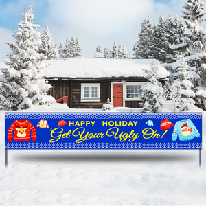 Décorations <span class=keywords><strong>de</strong></span> fête <span class=keywords><strong>de</strong></span> chandail <span class=keywords><strong>de</strong></span> Noël laid portables 118X19 po/300X49 cm bannière <span class=keywords><strong>de</strong></span> Noël Photo Prop fond pour les vacances - Product Image 6