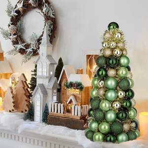 Árbol de Navidad Cónico Hecho a Mano con Bolas de Plástico Irrompibles, <span class=keywords><strong>Torre</strong></span> de Bolas de Navidad con Oropel, Bolas para Decoración <span class=keywords><strong>del</strong></span> Hogar - Product Image 3